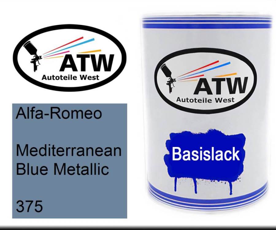 Alfa-Romeo, Mediterranean Blue Metallic, 375: 500ml Lackdose, von ATW Autoteile West.